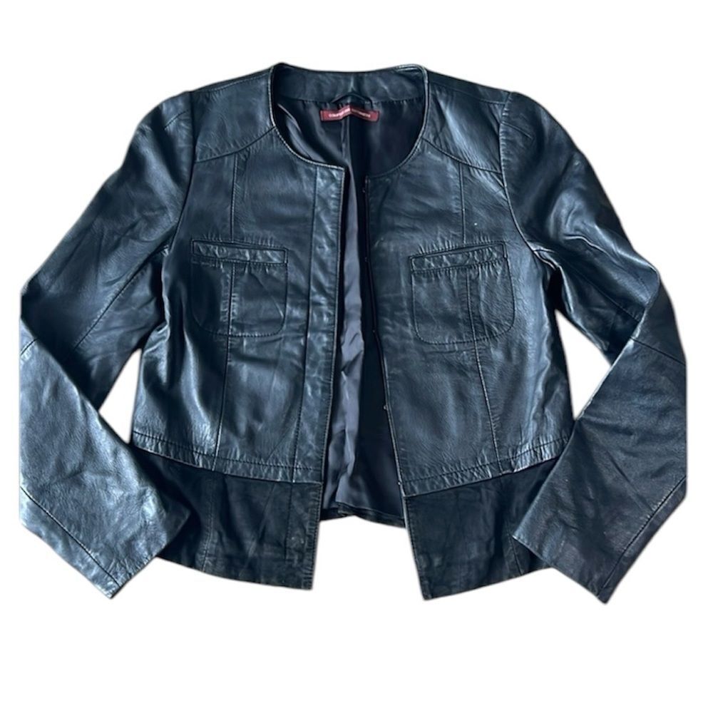Comptoir Leather Moto Jacket Size 36 C28